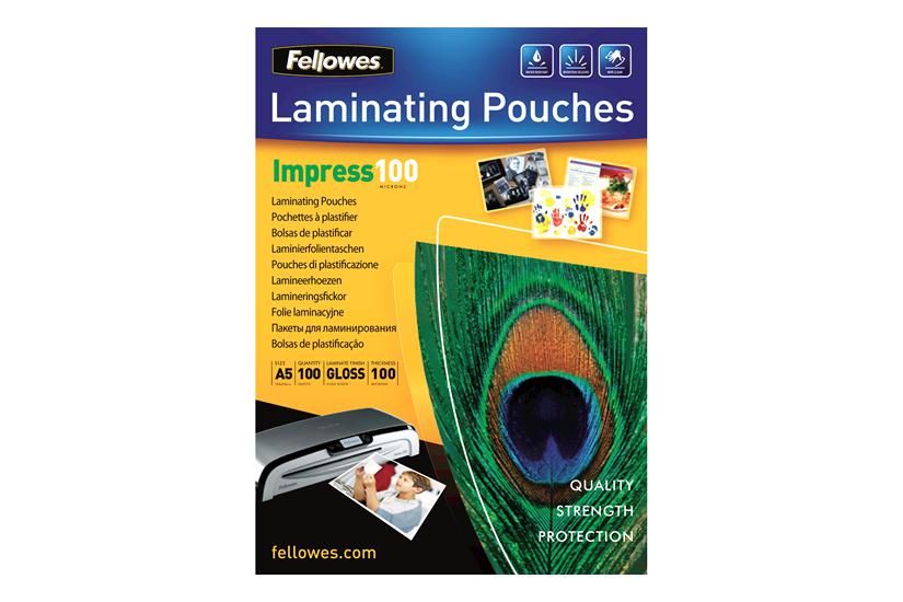 Fellowes Laminating Pouches Impress 100 Micron 100-pakke Blank A5 Laminerings Poser