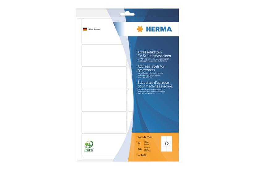 Herma Adresseetiketter 240 Etikette 94 47 Mm