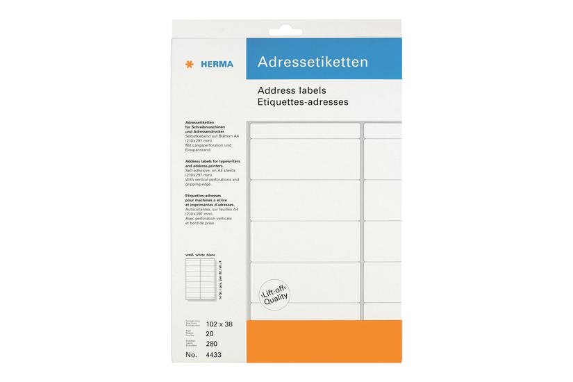 Herma Adresseetiketter Mat 280 Etikette 102 38 Mm