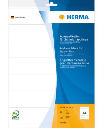 Herma Fanfold-perforerede Løbende Adressemærkater 280 Stk  105   42 Mm