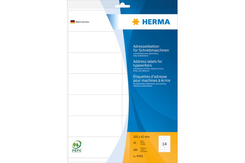 Herma Fanfold-perforerede Løbende Adressemærkater 280 Stk 105 42 Mm