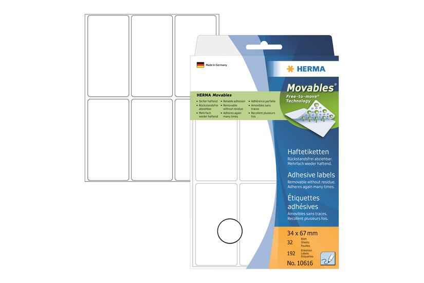 Herma Movables Etiketter 192 Stk 34 67 Mm