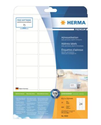 Herma Premium Adresseetiketter 600 Etikette    63     33   Mm