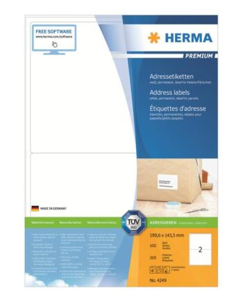 Herma Premium Laminerede Adressemærkater Mat 200 Etikette    199     143   Mm