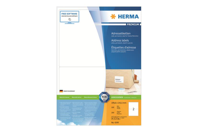 Herma Premium Laminerede Adressemærkater Mat 200 Etikette 199 143 Mm