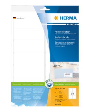 Herma Premium Laminerede Adressemærkater Mat 140 Etikette    99     38   Mm