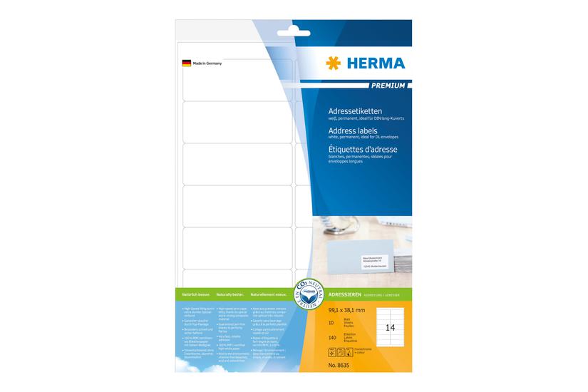Herma Premium Laminerede Adressemærkater Mat 140 Etikette 99 38 Mm