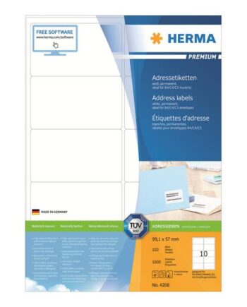 Herma Premium Laminerede Adressemærkater Mat 1000 Etikette    99     57 Mm