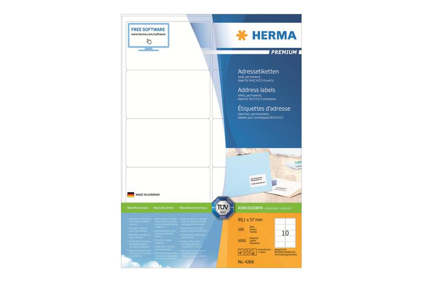 Herma Premium Laminerede Adressemærkater Mat 1000 Etikette 99 57 Mm