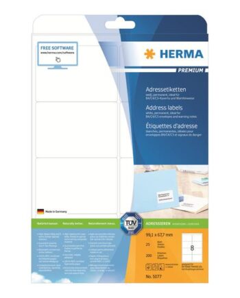 Herma Premium Laminerede Adressemærkater Mat 200 Etikette    99     67   Mm
