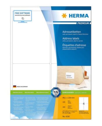 Herma Premium Laminerede Adressemærkater Mat 400 Etikette    99     139 Mm