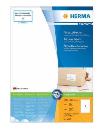 Herma Premium Laminerede Adressemærkater Mat 600 Etikette    199     289   Mm