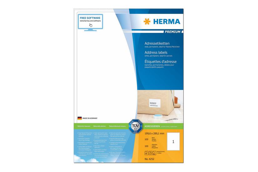 Herma Premium Laminerede Adressemærkater Mat 600 Etikette 199 289 Mm