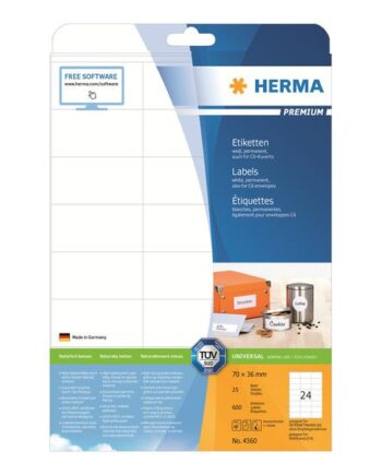 Herma Premium Laminerede Etiketter Mat 600 Etikette    70   36 Mm