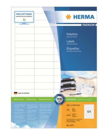 Herma Premium Laminerede Etiketter Mat 6400 Etikette    48     16   Mm