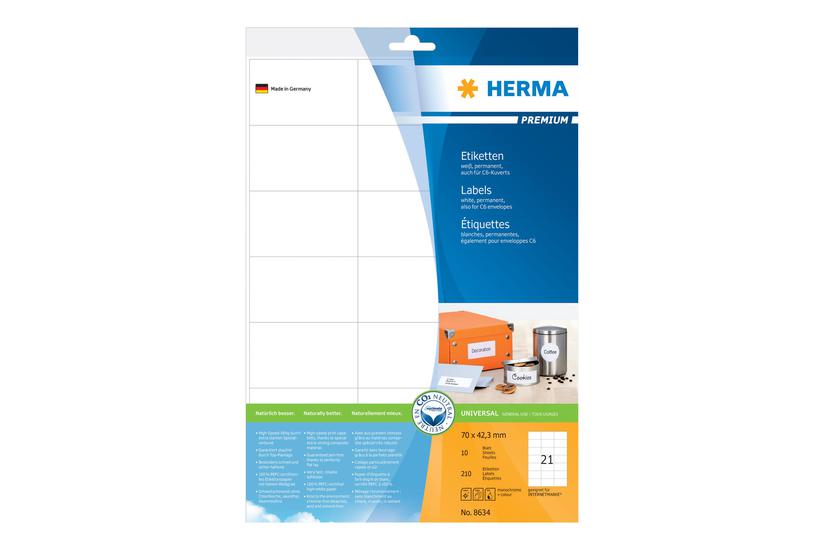 Herma Premium Laminerede Etiketter Mat 210 Etikette 70 42 Mm