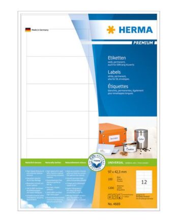 Herma Premium Laminerede Etiketter Mat 1200 Etikette    97   42   Mm