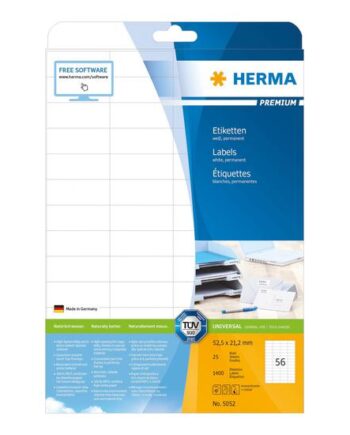 Herma Premium Laminerede Etiketter Mat 1400 Etikette    52     21   Mm