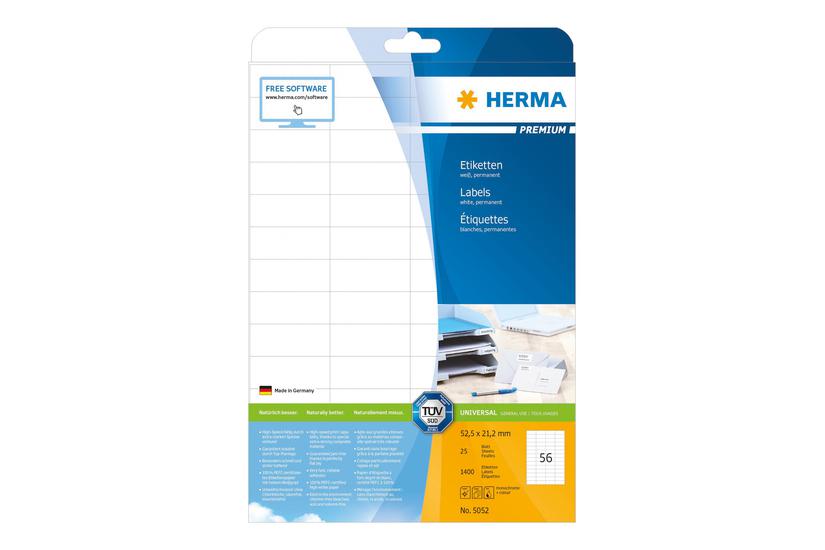 Herma Premium Laminerede Etiketter Mat 1400 Etikette 52 21 Mm