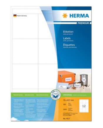 Herma Premium Laminerede Etiketter Mat 2400 Etikette    70   67   Mm