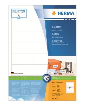 Herma Premium Laminerede Etiketter Mat 2400 Etikette    64     33   Mm