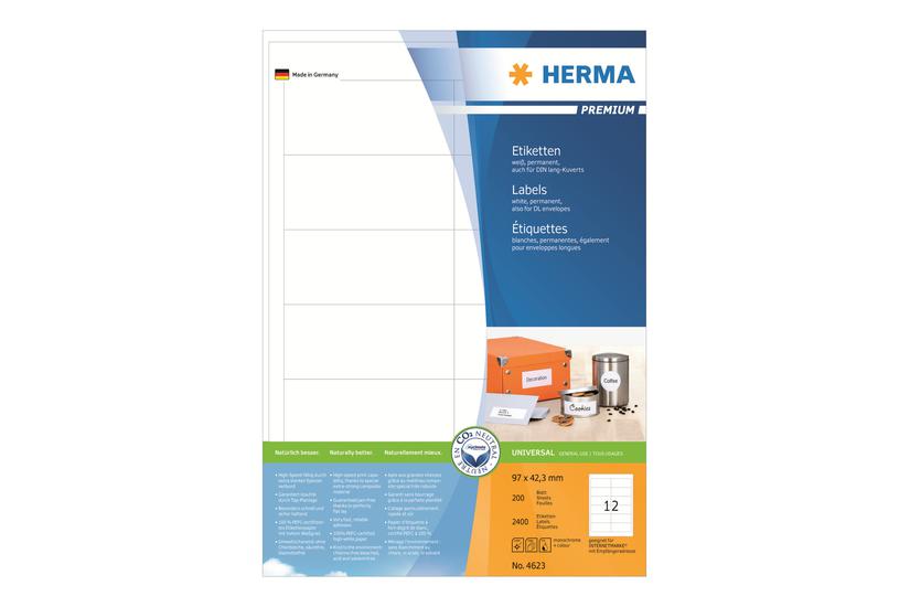 Herma Premium Laminerede Etiketter Mat 2400 Etikette 97 42 Mm