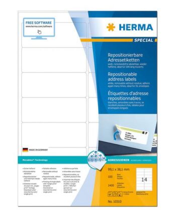 Herma Special Adresseetiketter Mat 1400 Etikette    99     38   Mm