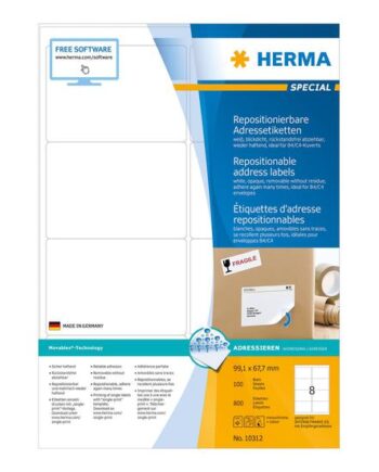 Herma Special Adresseetiketter Mat 800 Etikette    99     67   Mm