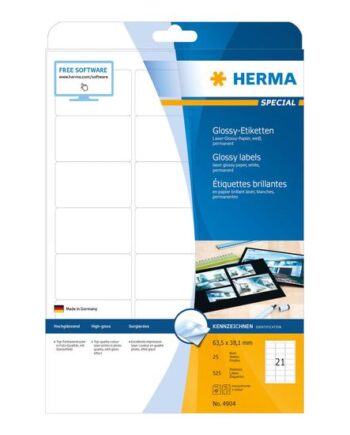 Herma Special Etiketter Høj-skinnende 525 Etikette    63     38   Mm
