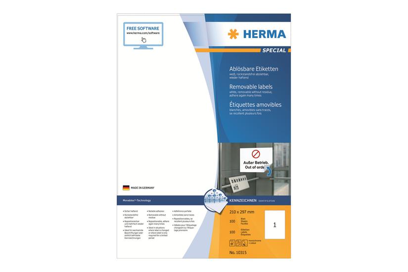 Herma Special Etiketter Mat 100 Etikette    A4