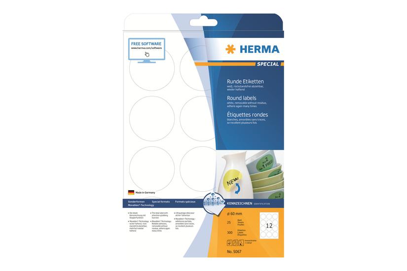 Herma Special Etiketter Mat 300 Etikette 60 Mm Rund