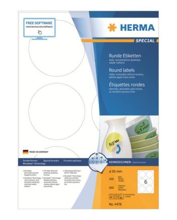 Herma Special Etiketter Mat 600 Etikette    85 Mm Rund