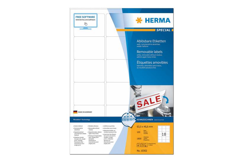 Herma Special Etiketter Mat 1800 Etikette 63 46 Mm