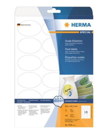 Herma Special Etiketter Mat 450 Etikette    63     42   Mm  Oval