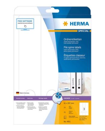 Herma Special Etiketter Til Filmapper Mat 75 Etikette    61   297 Mm 90