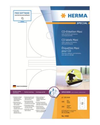 Herma Special Maxi Uigennemsigtige Cd Dvd-etiketter Mat 200 Etikette    116 Mm Rund