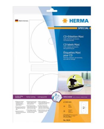 Herma Special Maxi Uigennemsigtige Cd Dvd-etiketter Mat 20 Etikette    116 Mm Rund