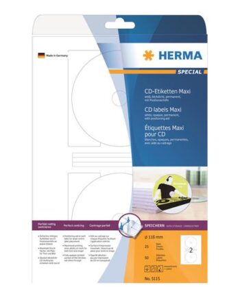 Herma Special Maxi Uigennemsigtige Cd Dvd-etiketter Mat 50 Etikette    116 Mm Rund