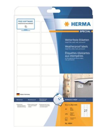 Herma Special Permanent Selvklæbende Vejrfaste Matte Uigennemsigtige Filmmærkater 270 Etikette    63     29   Mm