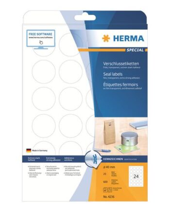 Herma Special Sikkerheds- Forseglingsmærkater 600 Etikette    40 Mm Rund