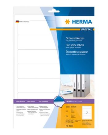 Herma Special Uigennemsigtige Mappemærkater Mat 70 Etikette    192   38 Mm