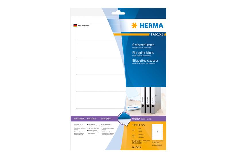 Herma Special Uigennemsigtige Mappemærkater Mat 70 Etikette 192 38 Mm