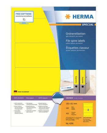 Herma Special Uigennemsigtige Mappemærkater Mat 400 Etikette    192   61 Mm