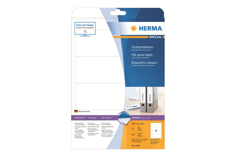 Herma Special Uigennemsigtige Mappemærkater Mat 100 Etikette 192 61 Mm