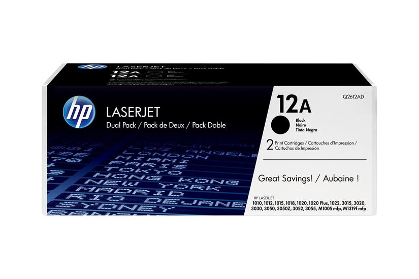 Hp 12a Pakker Sort Original Laserjet Tonerpatron Q2612ad