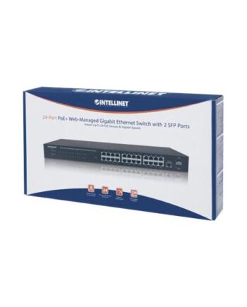 Intellinet 24-port Gigabit Ethernet Poe  Web-managed Switch With   Sfp Ports  24   Poe Ports  Ieee 802 3at Af Power Over Ethernet  Poe Poe      Sfp  Endspan  19 Quot  Rackmount Switch 24 Porte Administreret Monterbar På Stativ