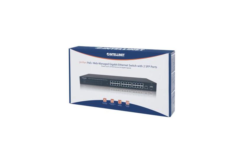 Intellinet 24-port Gigabit Ethernet Poe Web-managed Switch With Sfp Ports 24 Poe Ports Ieee 802 3at Af Power Over Ethernet Poe Poe Sfp Endspan 19 Quot Rackmount Switch 24 Porte Administreret Monterbar På Stativ