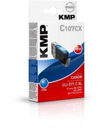 Kmp C107cx Højtydende Cyan Kompatibel Blækpatron  Alternativ Til: Canon 0332c001  Canon Cli-571c
