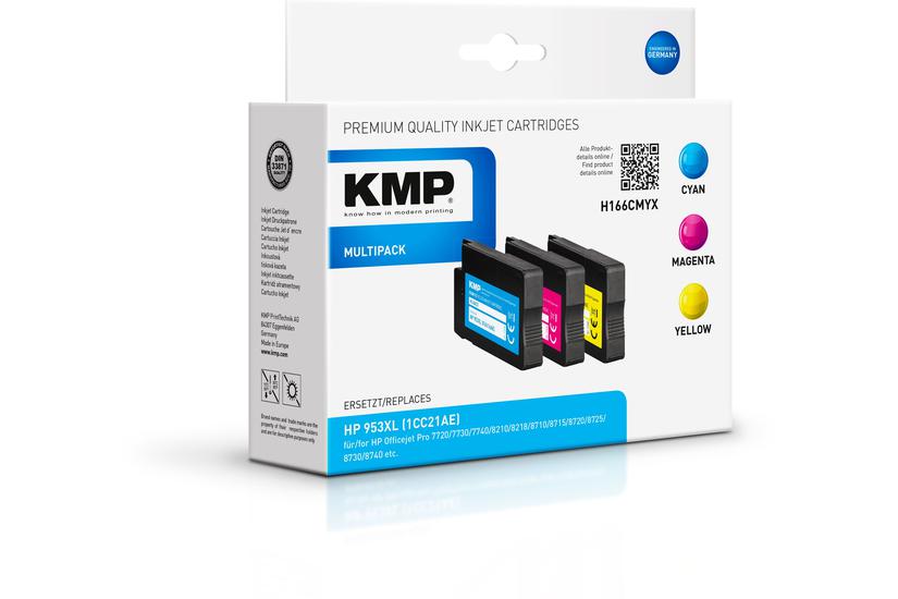 Kmp Multipack H166cmyx Pakker Højtydende Gul Cyan Magenta Kompatibel Blækpatron Alternativ Til: Hp 953 Hp F6u16ae Hp F6u17ae Hp F6u18ae