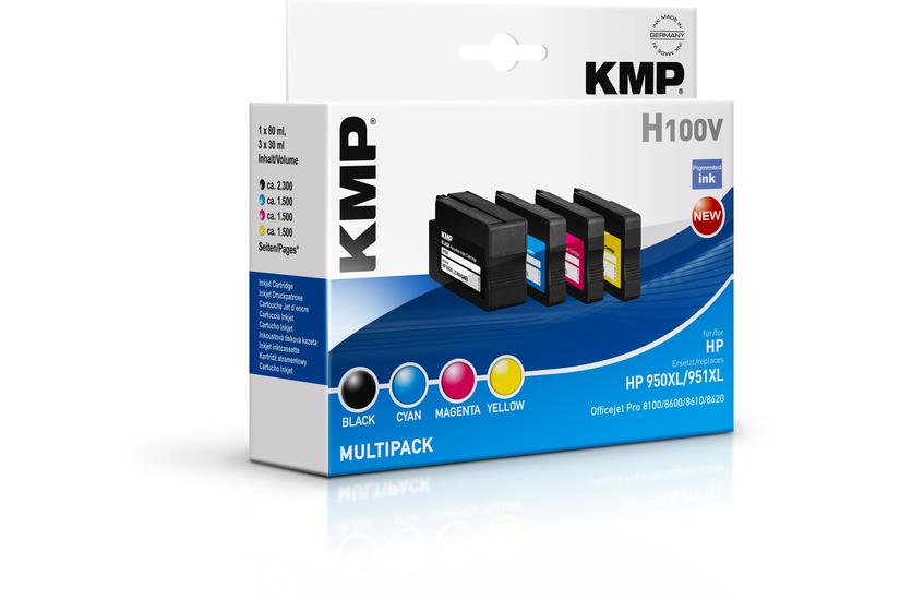 Kmp Multipack H100v Pakker Sort Gul Cyan Magenta Kompatibel Blækpatron Alternativ Til: Hp 950 Hp 951 Hp Cn045ae Hp Cn046ae Hp Cn047ae Hp Cn048ae